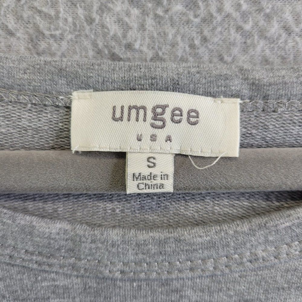 Umgee Sweatshirt Womens S Gray Fuzzy Fur Sleeve Oversized Pullover Lounge - Picture 8 of 14